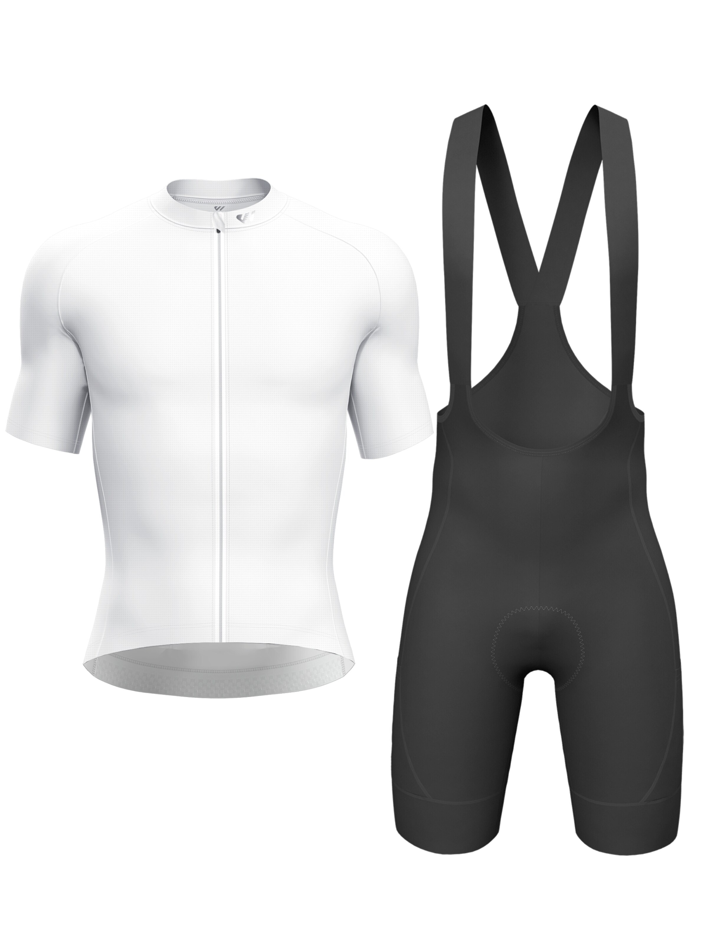 WULIBIKE Sweatsuit 'Wulibike Radsport-Set 'Y-Ergonomie' Weiß/Schwarz' in White: front