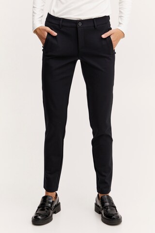 Coupe slim Pantalon chino 'TESSA' Fransa en noir : devant