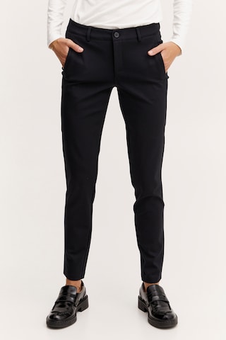 Coupe slim Pantalon chino 'TESSA' Fransa en noir : devant