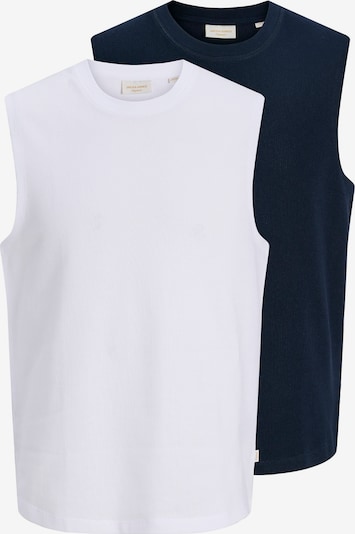 XS dydžio Marškinėliai 'JORHYERES' iš JACK & JONES, spalva – tamsiai mėlyna jūros spalva / balta, Prekių apžvalga