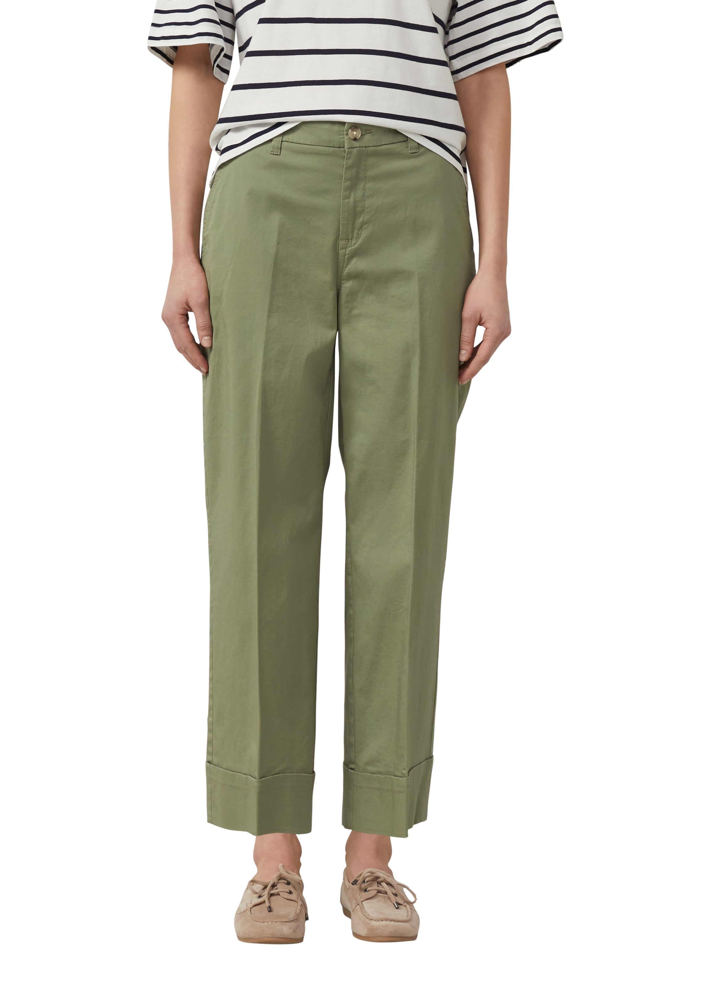 Wide Leg Pantalon à plis s.Oliver en vert : devant