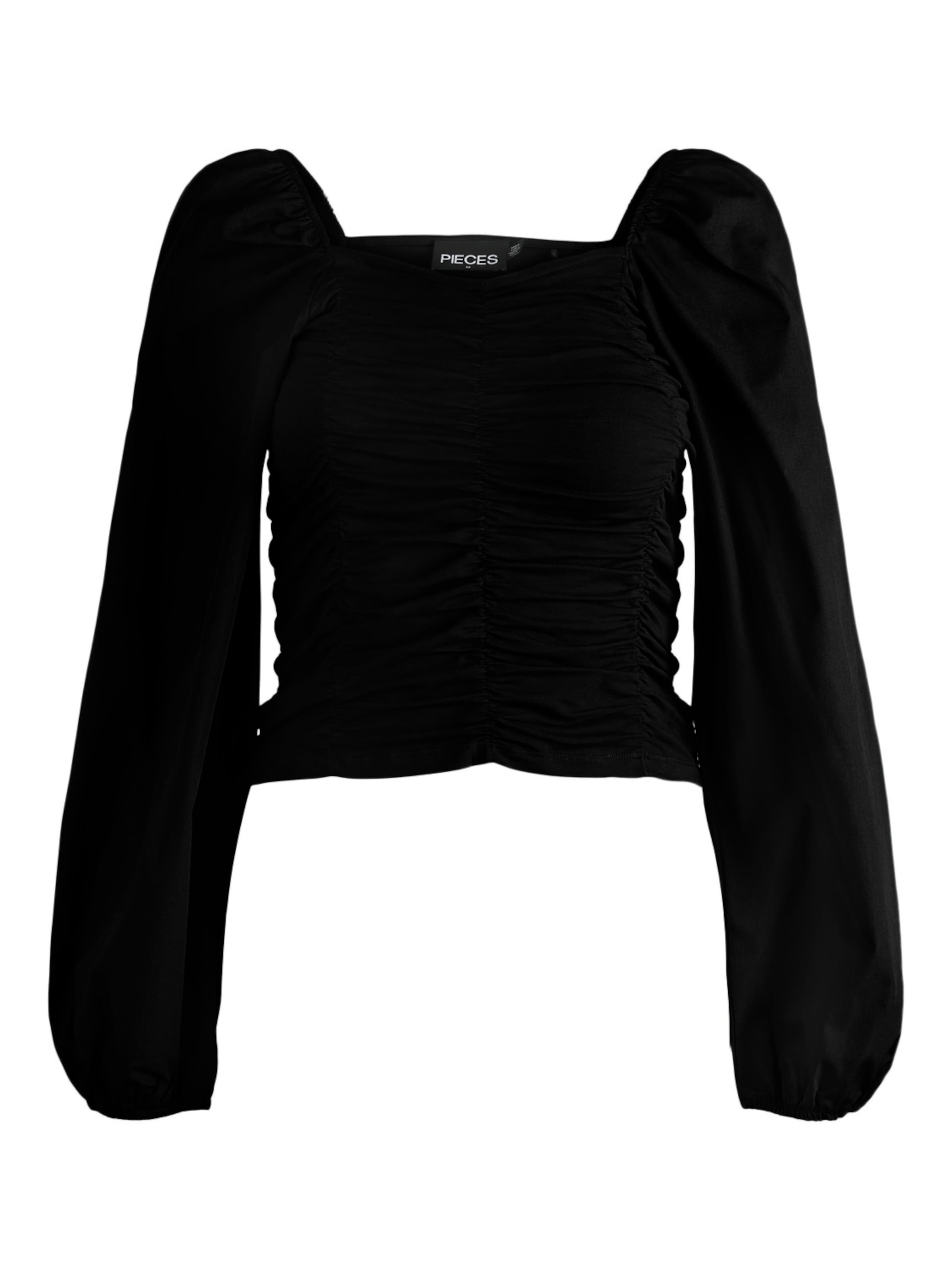 PIECES - Blusa 'Malysia' en negro: frente