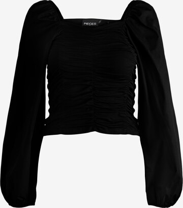 PIECES - Blusa 'Malysia' en negro: frente