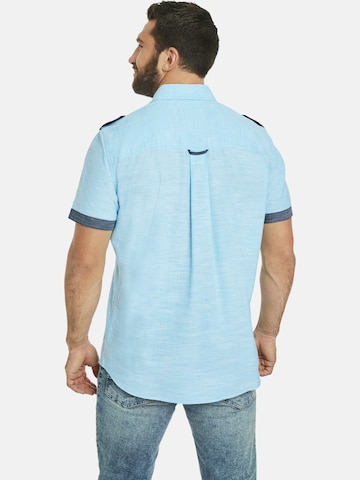 Jan Vanderstorm Comfort fit Button Up Shirt ' Melfred ' in Blue