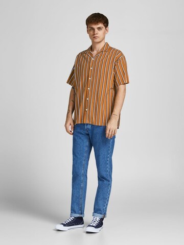 JACK & JONES Comfort fit Overhemd 'Tropic Resort' in Bruin