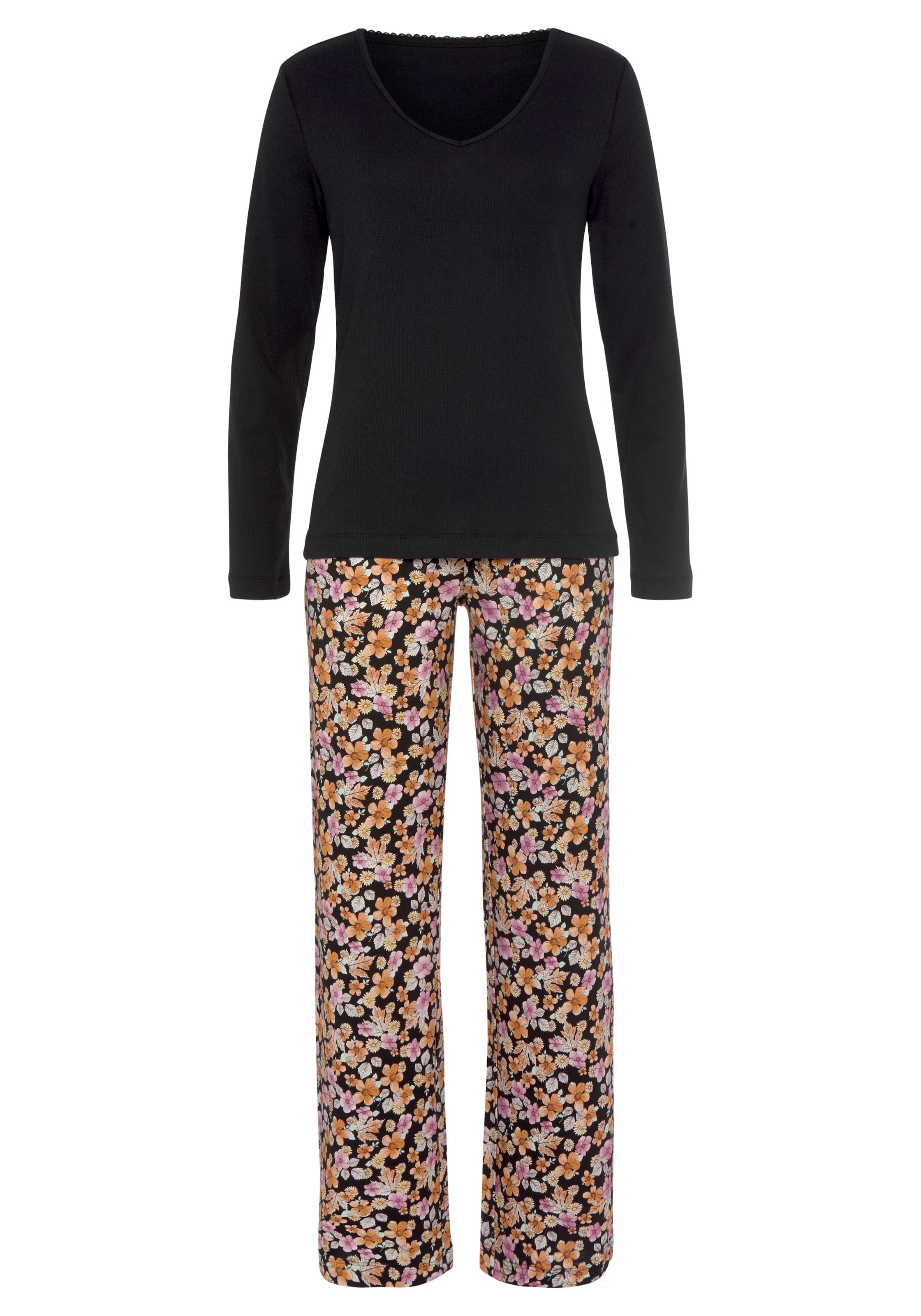 VIVANCE Pyjama 'Dreams' in Schwarz: Vorderseite