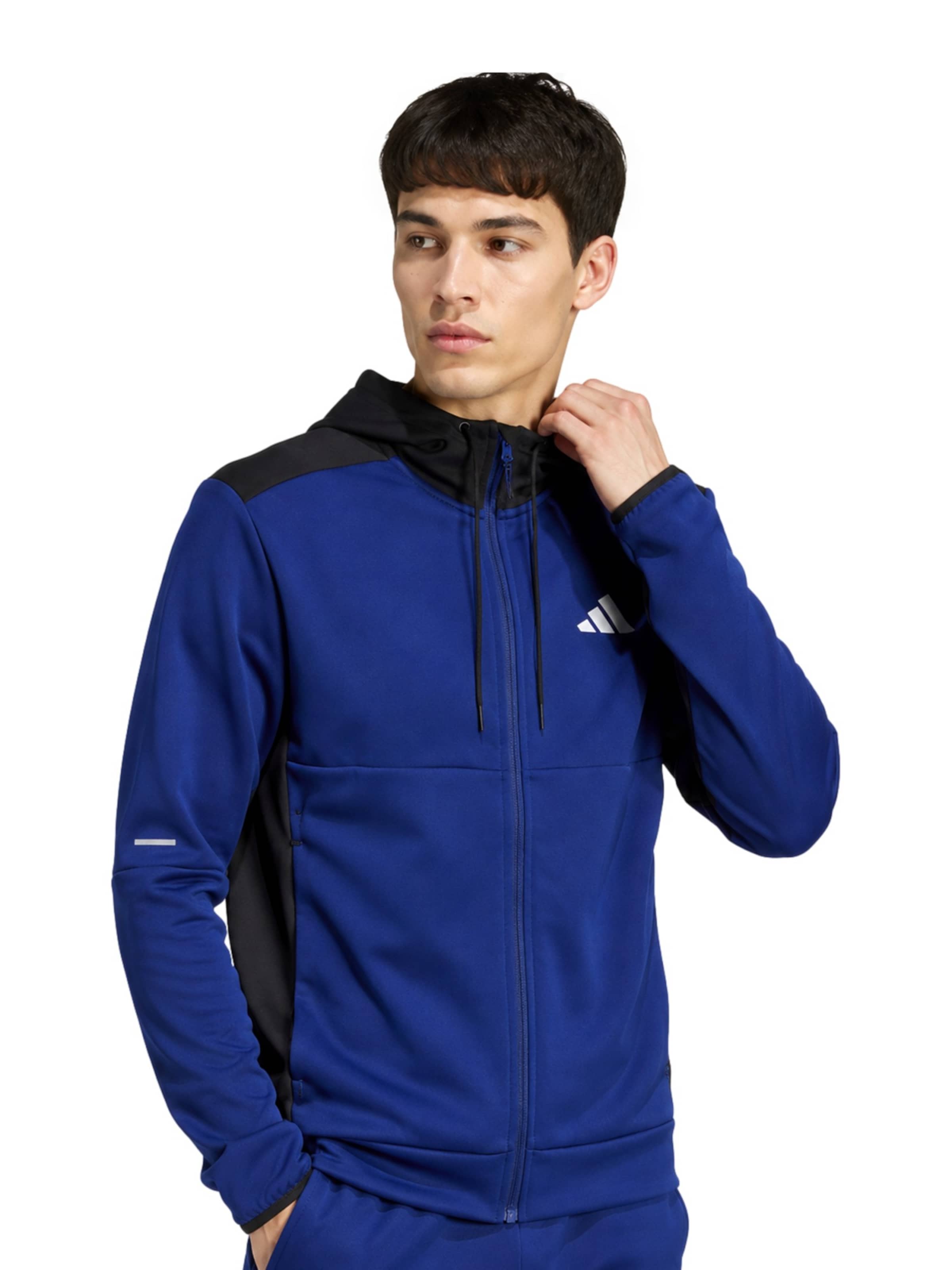 ADIDAS PERFORMANCE Суичъри с качулка в синьо: отпред