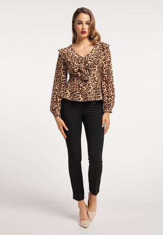Camicia da donna di faina in marrone