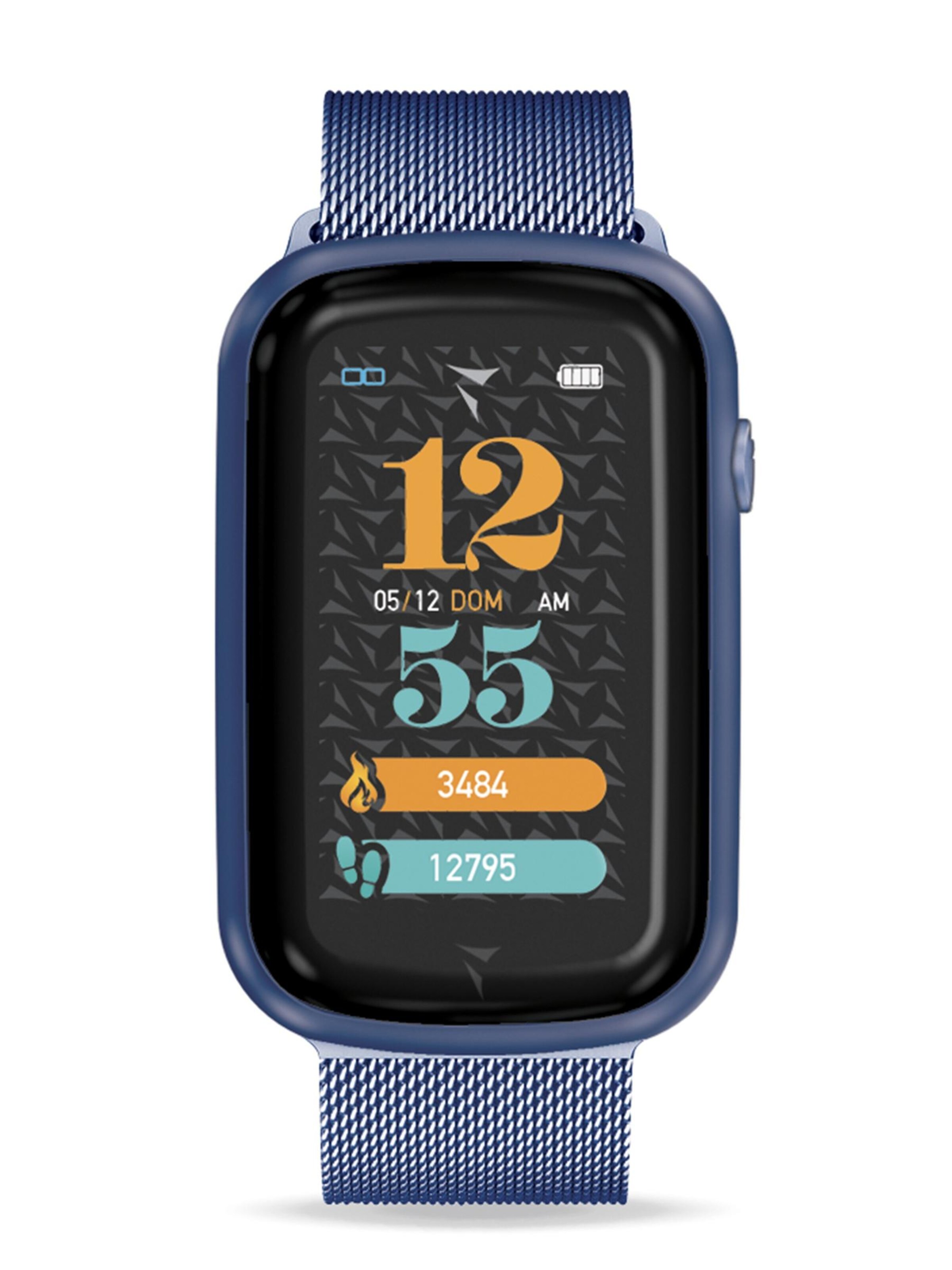 Techmade Digital Watch 'Smart Watch STEPS Metal Silver' in Blue