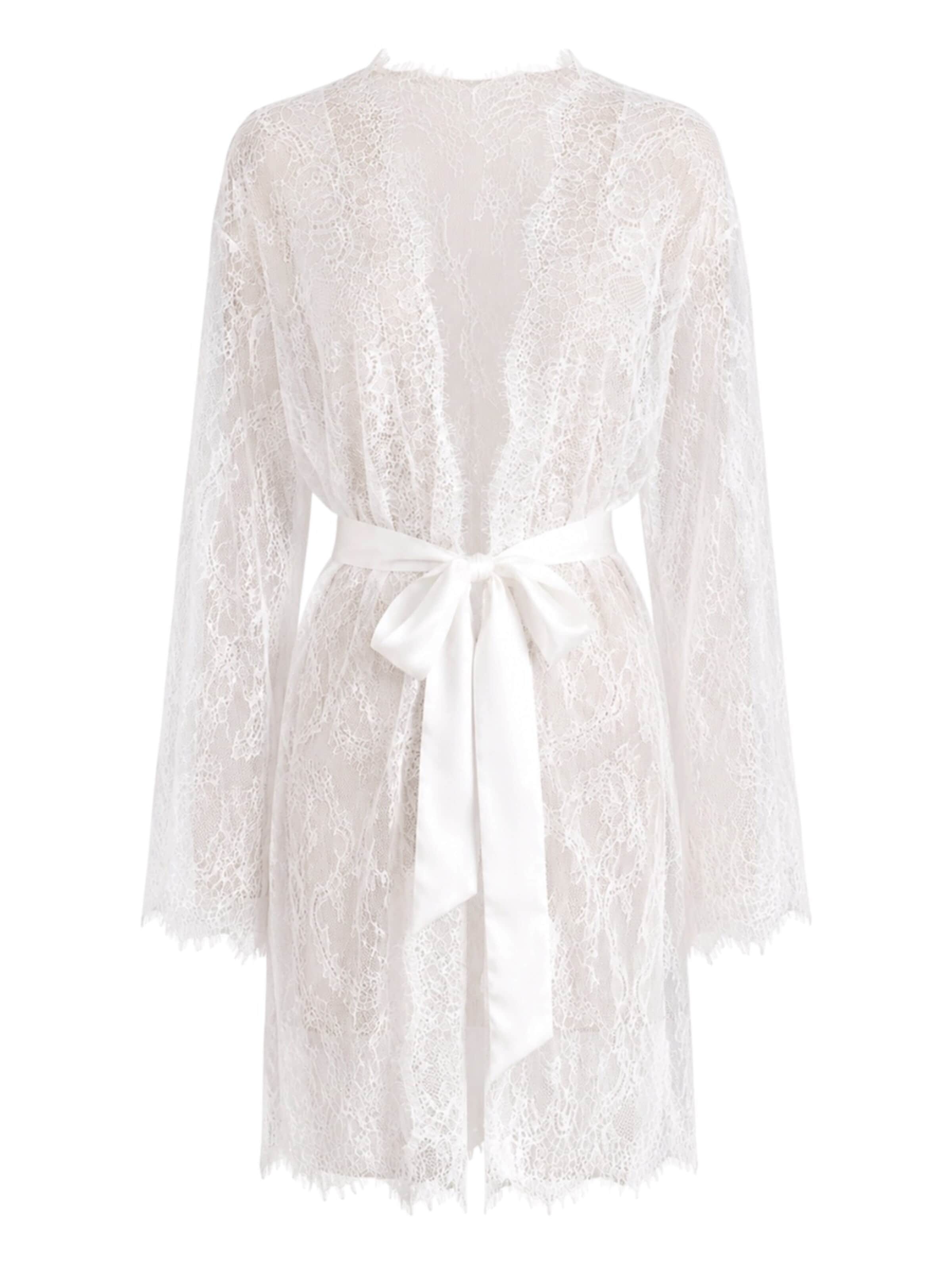 MILENKA Ochtendjas 'Lace bridal kimono' in Wit: voorkant