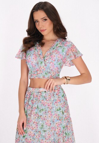 Camicia da donna di faina in blu: frontale