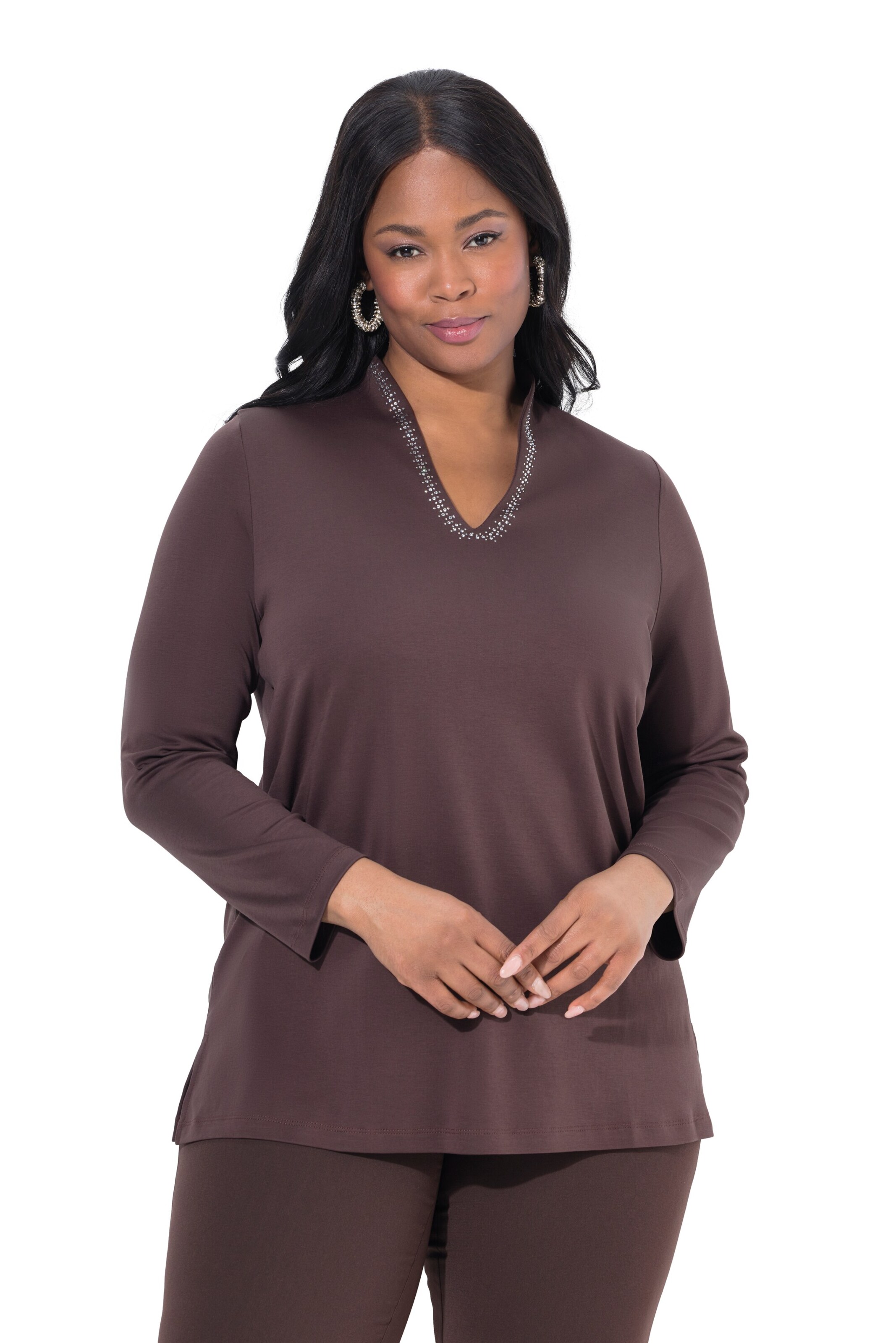 Ulla Popken Shirt in Bruin: voorkant