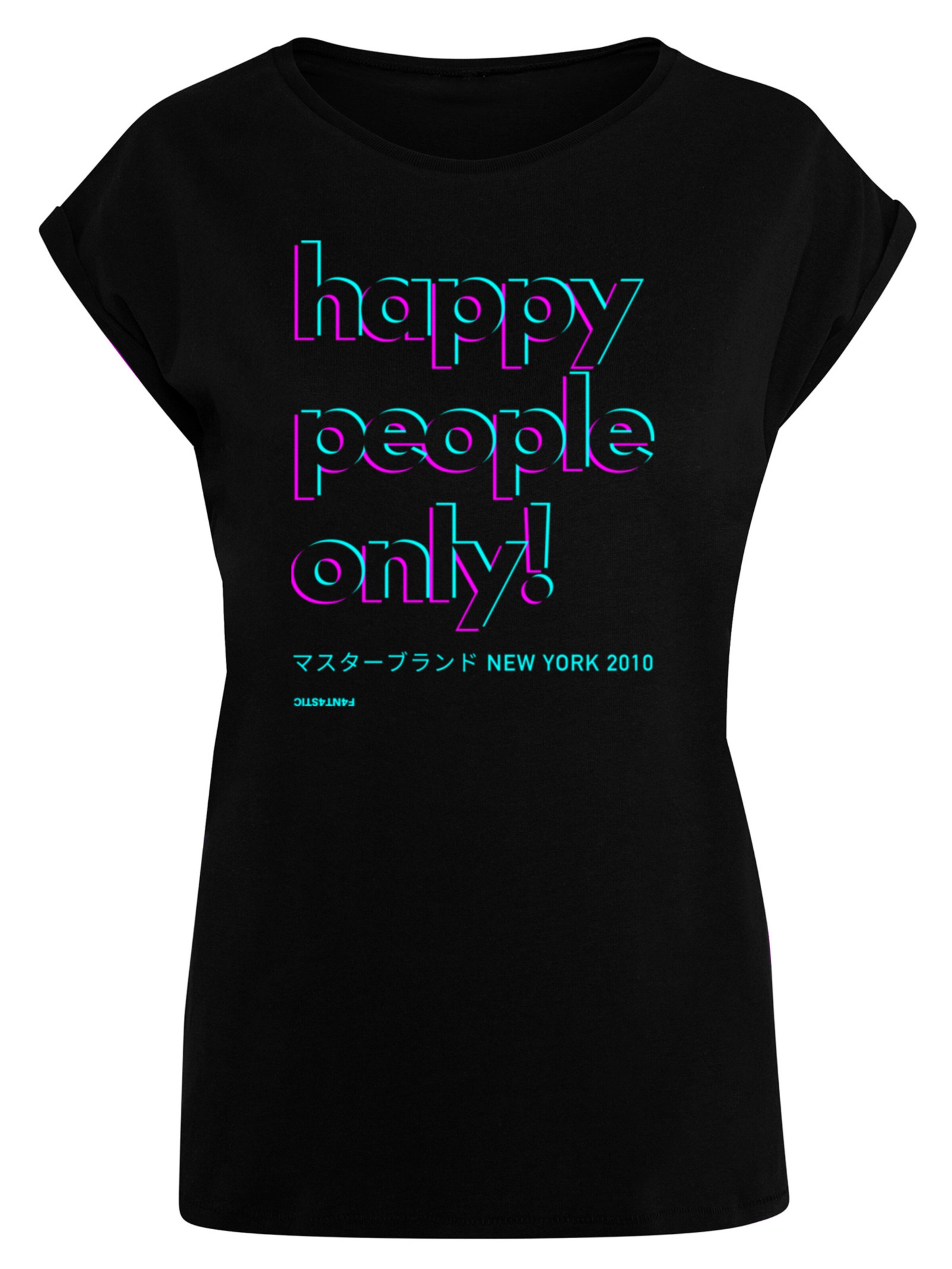 F4NT4STIC T-Shirt 'Happy people only New York' in Schwarz: Vorderseite
