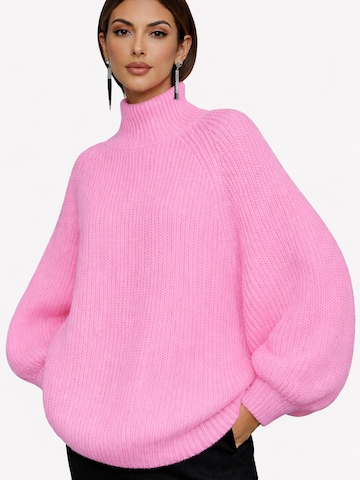 Worldclassca Oversizepullover 'Oversized Strickpullover mit Stehkragen'‌‌‌‌‌‌ in Pink: Vorderseite