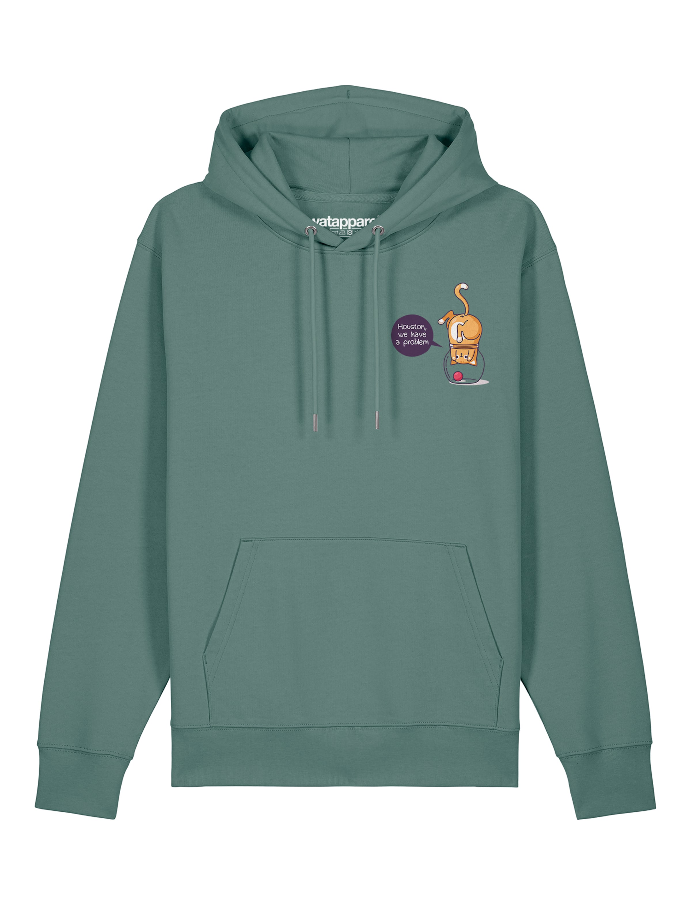 Watapparel Sweatshirt ' Funny Cat ' in Groen: voorkant