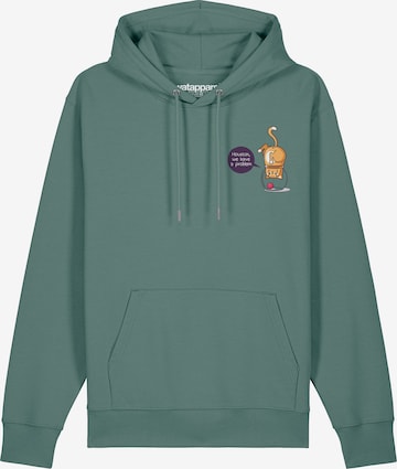Watapparel Sweatshirt ' Funny Cat ' in Groen: voorkant