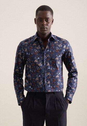Coupe regular Chemise business 'Smart Essentials' SEIDENSTICKER en bleu : devant