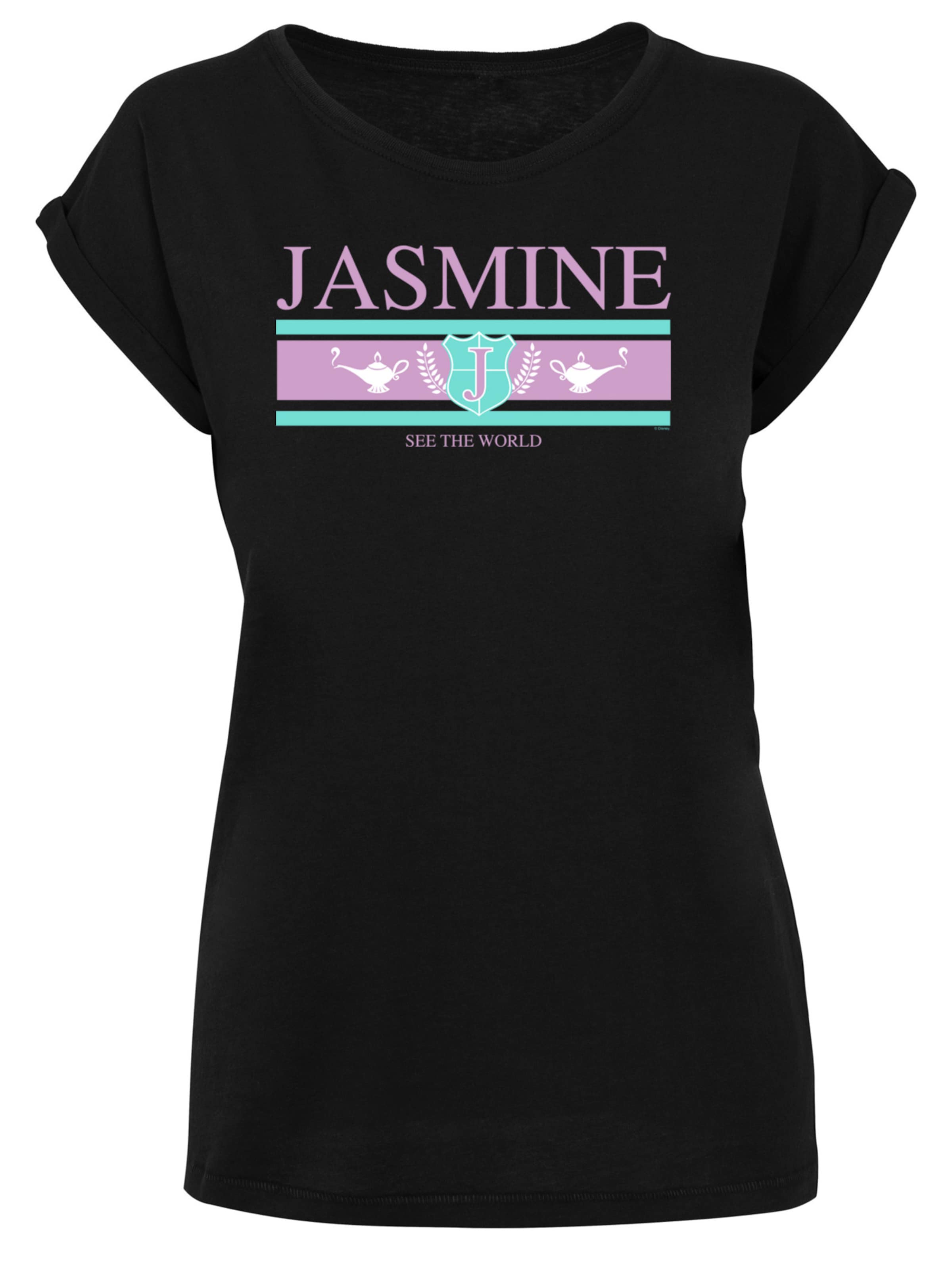 F4NT4STIC Shirt 'Disney Jasmine See The World' in Zwart: voorkant