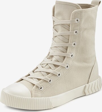 LASCANA Sneakers hoog in Beige: voorkant