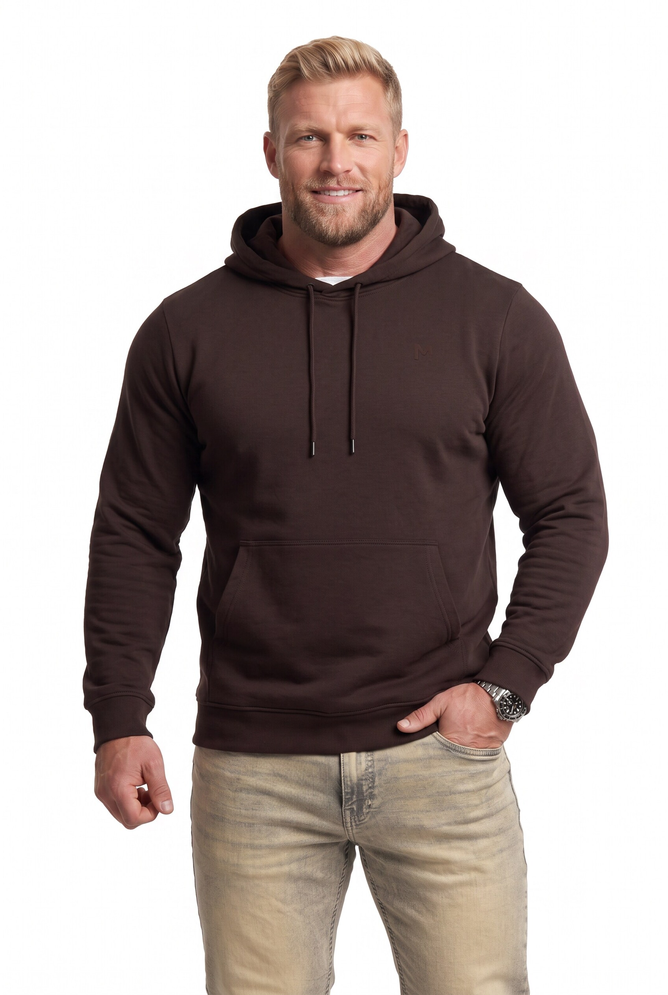 Men Plus Sweatshirt in Brown: front