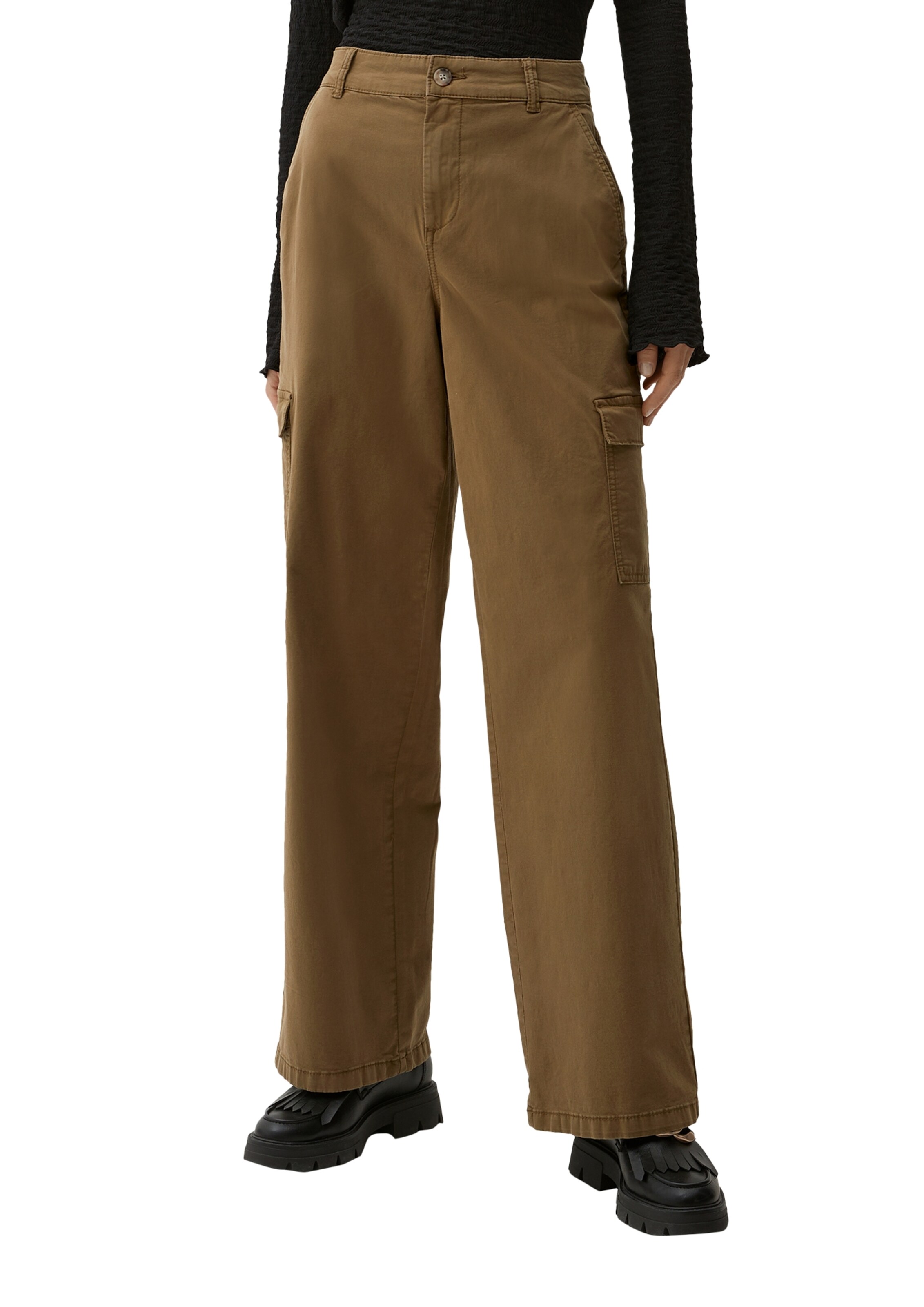 s.Oliver Wide leg Cargobroek in Groen: voorkant