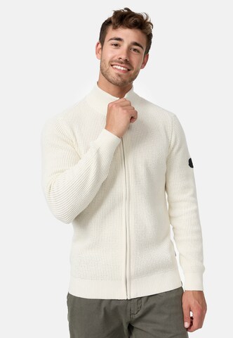 INDICODE JEANS Gebreid vest ' Layton ' in Wit: voorkant