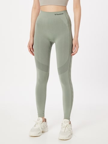 Hummel Skinny Spodnie sportowe w kolorze zielony: przód