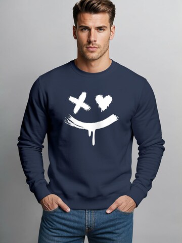 Neverless Sweatshirt 'Creepy Smile' in Blue