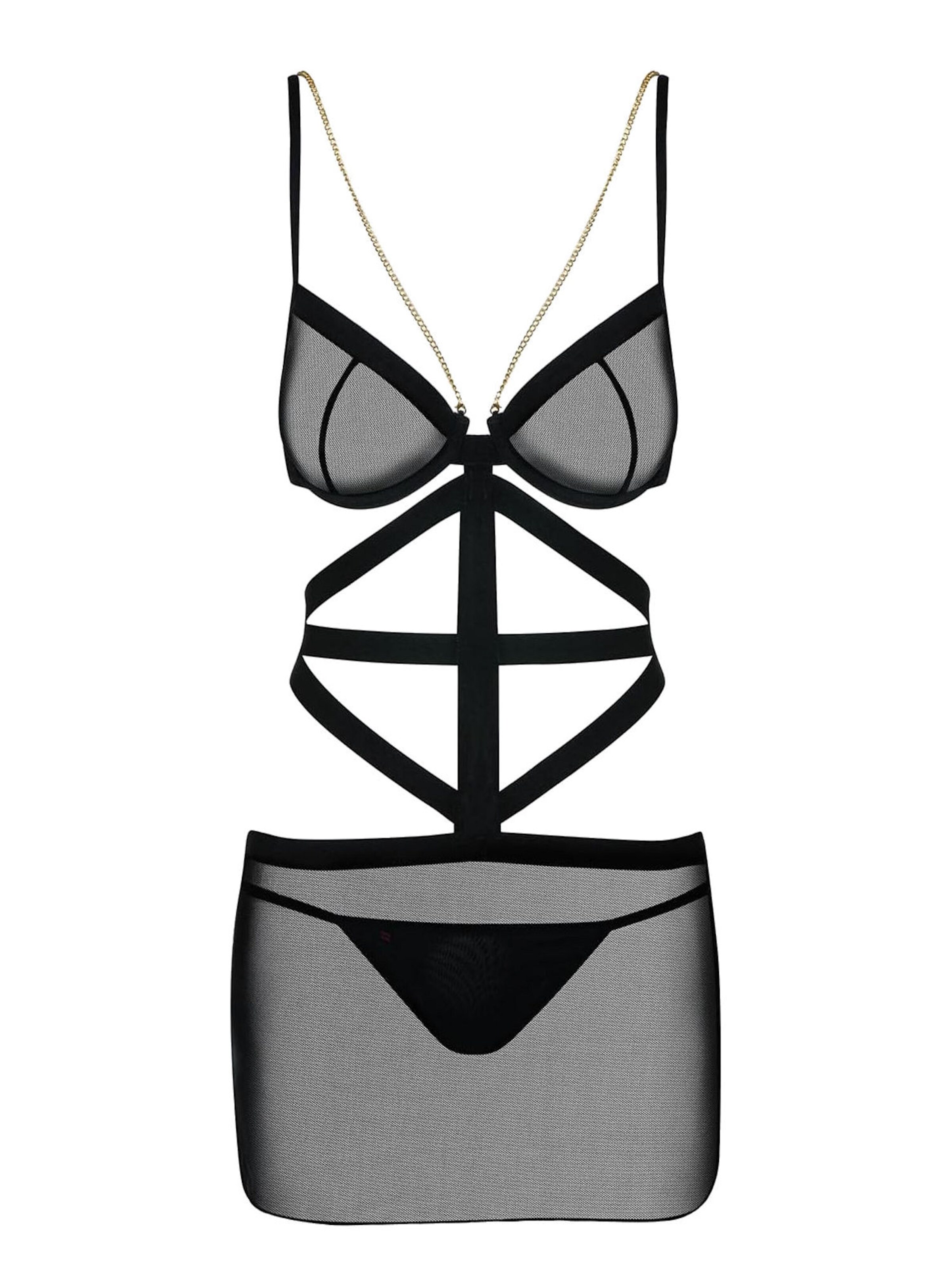 Obsessive Negligée 'Minikleid Bondy'‌‌‌ in Schwarz: Vorderseite