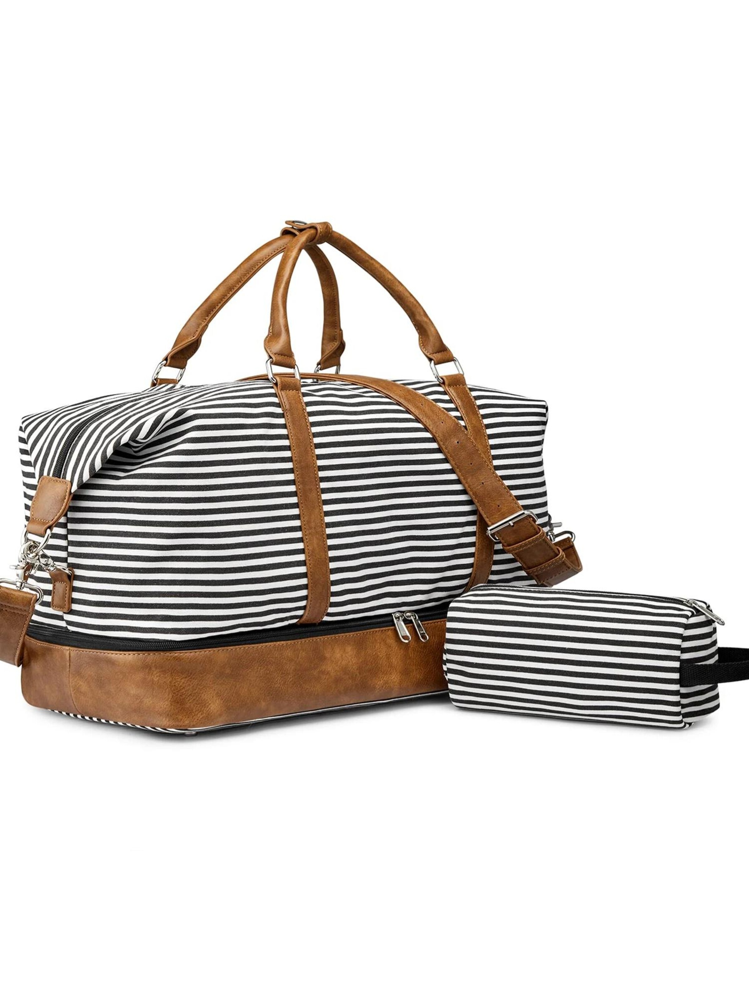 S-Zone Weekender 'Wochenendtaschen, Reisetaschen mit Schuhfach, Reisetaschen für Übernachtungen'‌ in Schwarz: Vorderseite