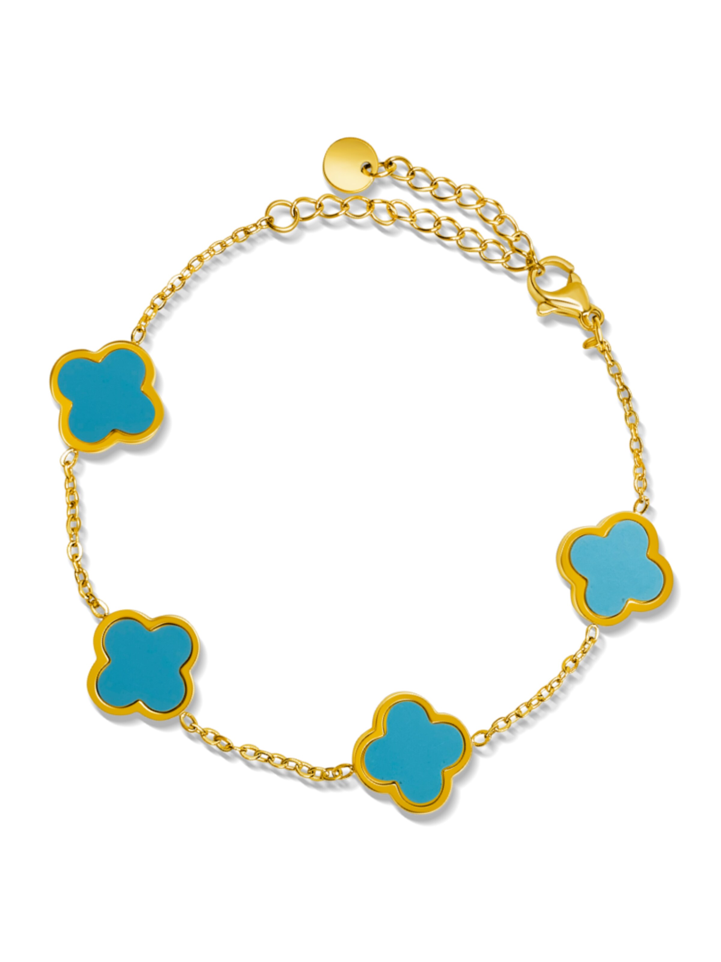 Pure Schmuck Bracelet 'Clover Ice Blue' in Gold: front