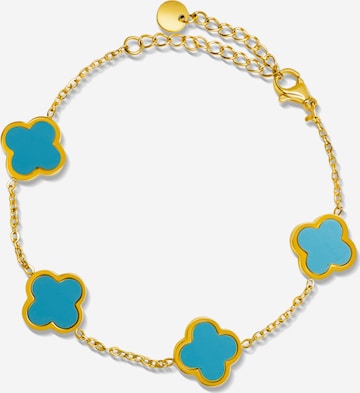 Pure Schmuck Bracelet 'Clover Ice Blue' in Gold: front