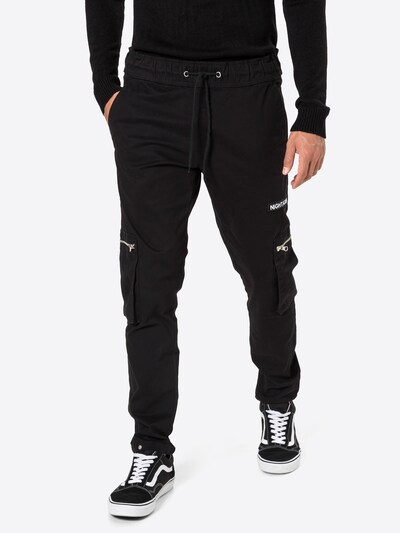 Night Addict Cargojeans 'ASTRID' i black denim / hvid, Modelvisning