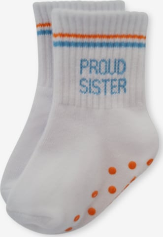 Pippa & Piet Socken 'Proud Sister' in Orange: Vorderseite