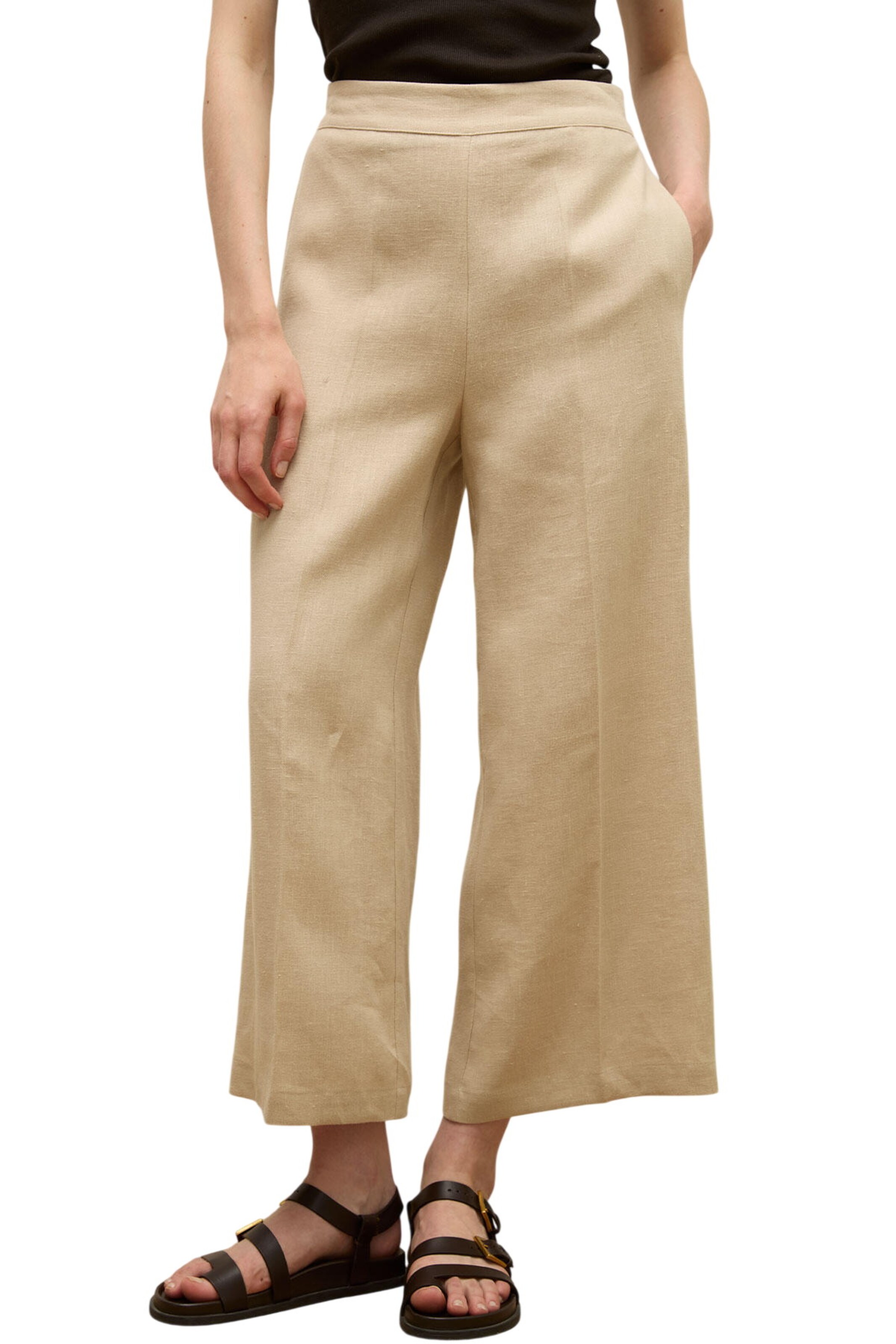 Wide Leg Pantalon MANUKA en beige : devant