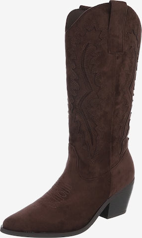 Ital-Design Cowboystiefel in Braun: Vorderseite