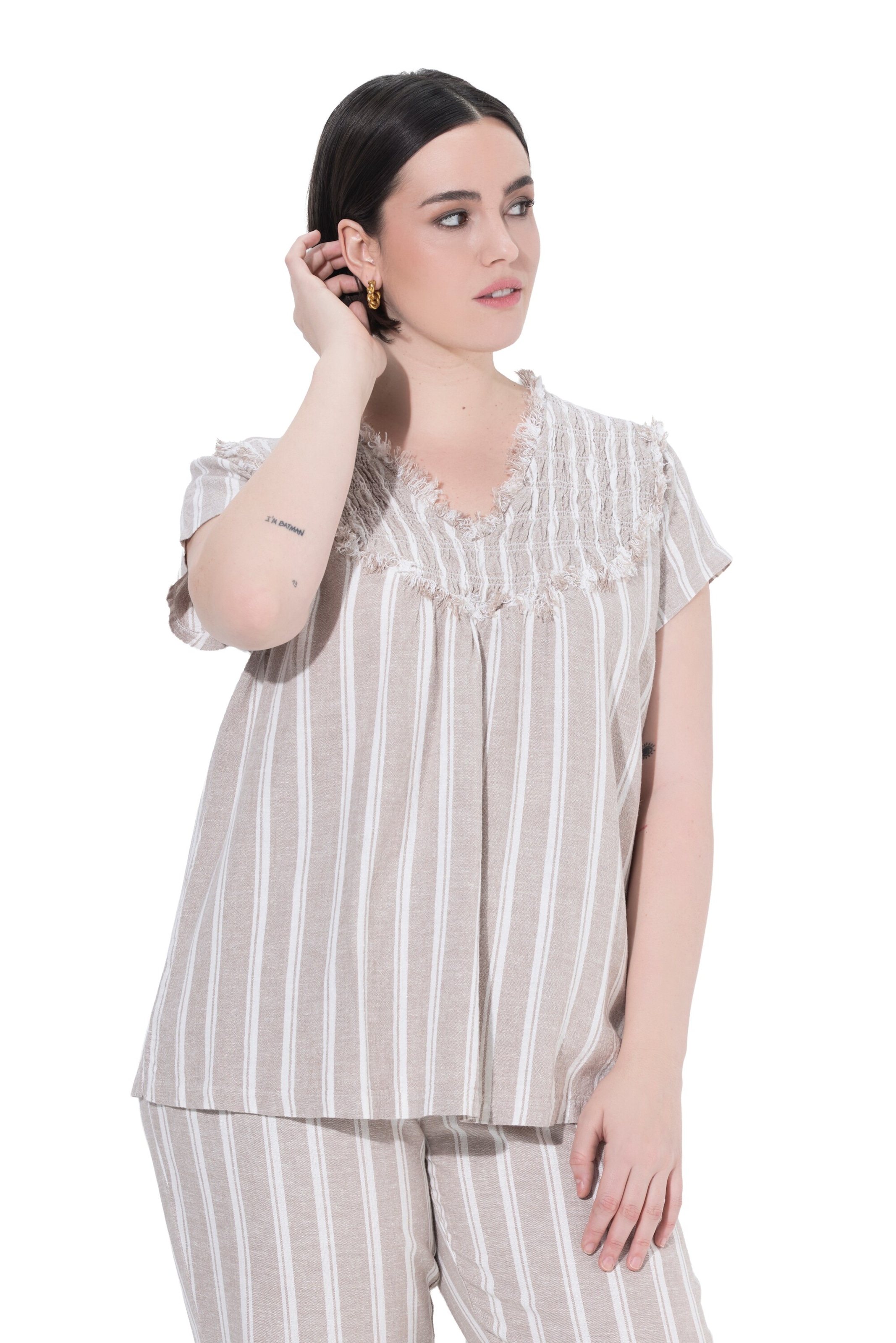 Ulla Popken Tunika in Beige: Vorderseite