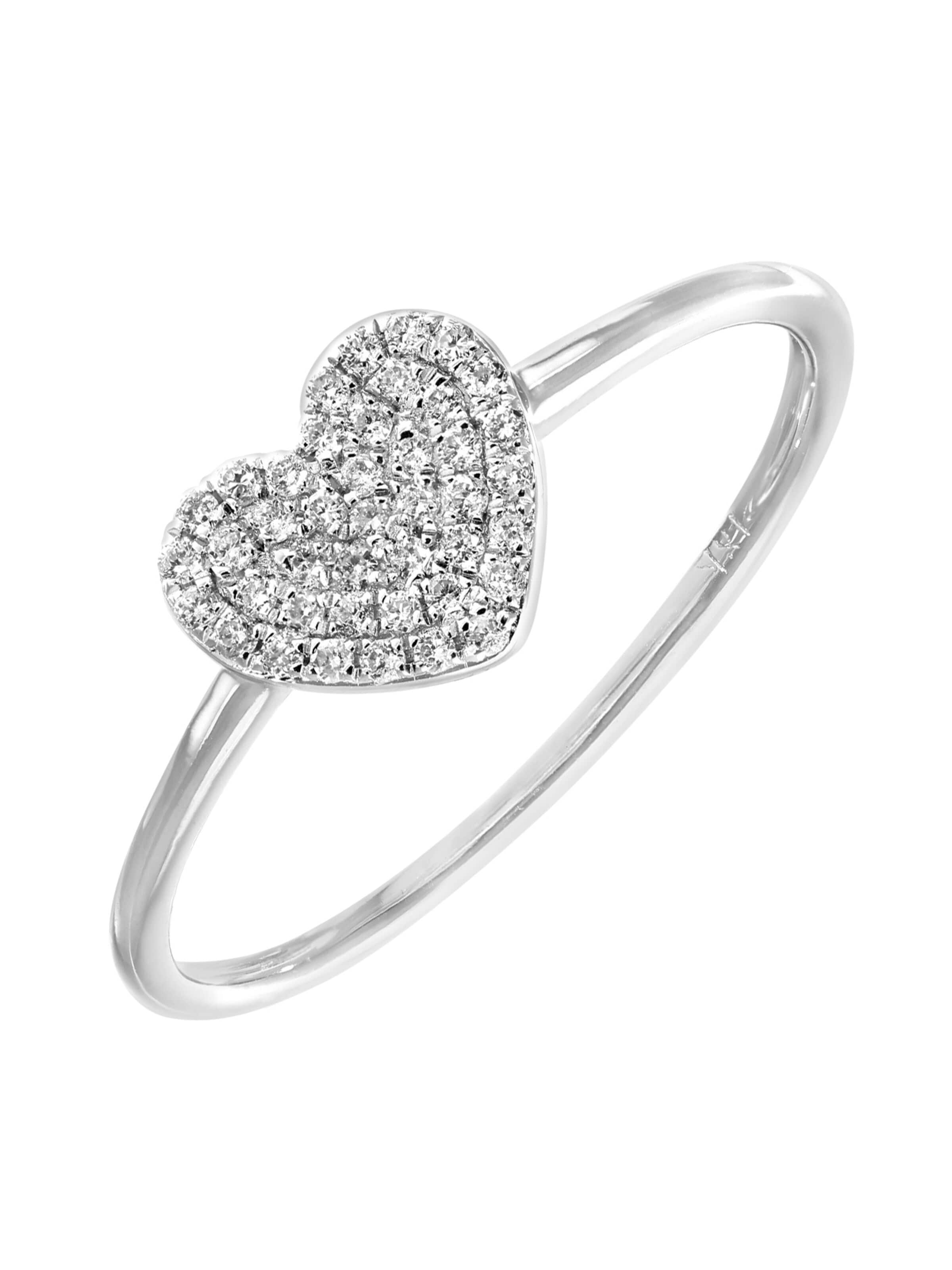 DIAMANT LETERNEL Ring 'Ring aus 750 Weißgold mit 0.13 Karat Diamant Herz-Design' in Gold