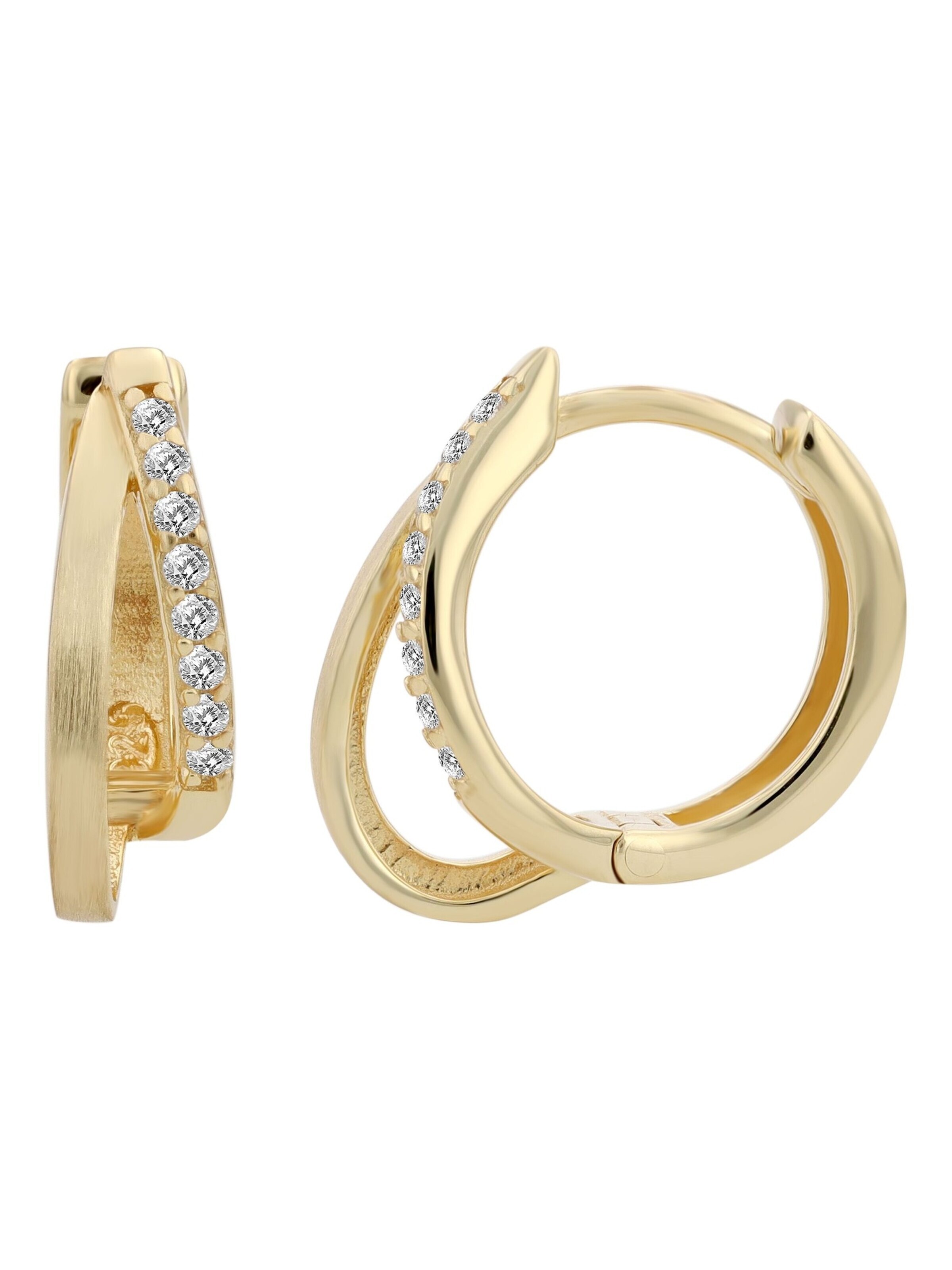 Akzent Earrings '"Clematis" aus 925 Sterlingsilber, rhodiniert, langlebig' in Gold