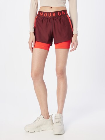 UNDER ARMOUR Regular Workout Pants 'Play Up' in Red: front