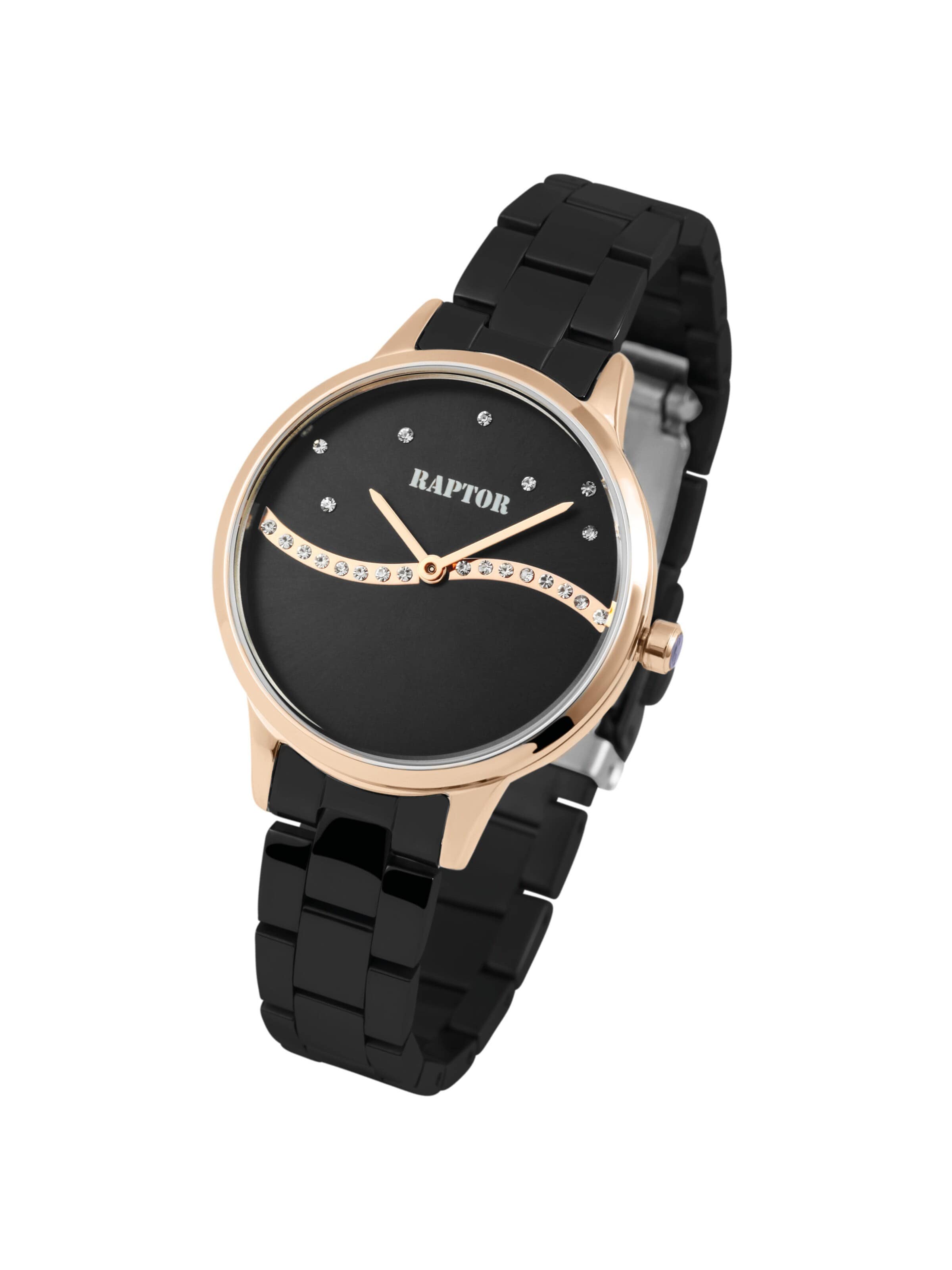 Raptor Analog Watch 'Flake, Strass' in Black: front