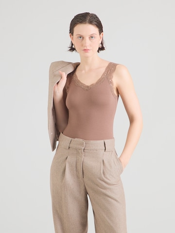 PIECES Top 'PCBARBERA' in Brown: front