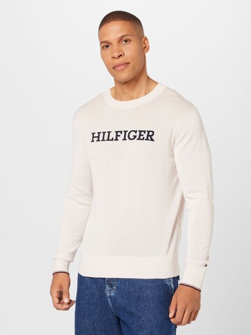 TOMMY HILFIGER Пуловер в бяло: отпред