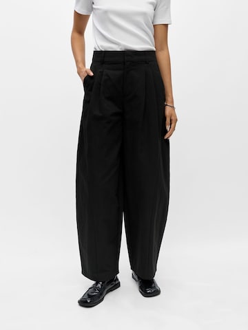 OBJECT Barrel Pleat-front trousers 'OBJTanya' in Black: front