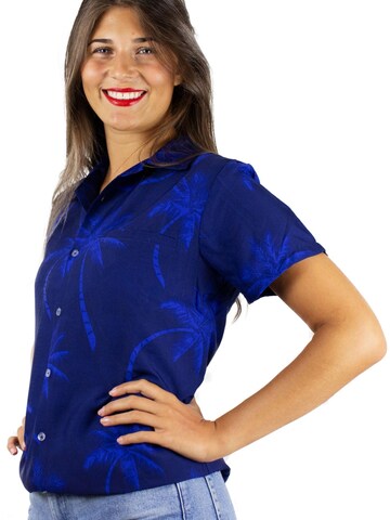 King Kameha Blouse 'Palmshadow' in Blue