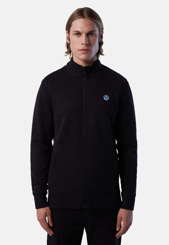 North Sails Zip-Up Hoodie in Black: front