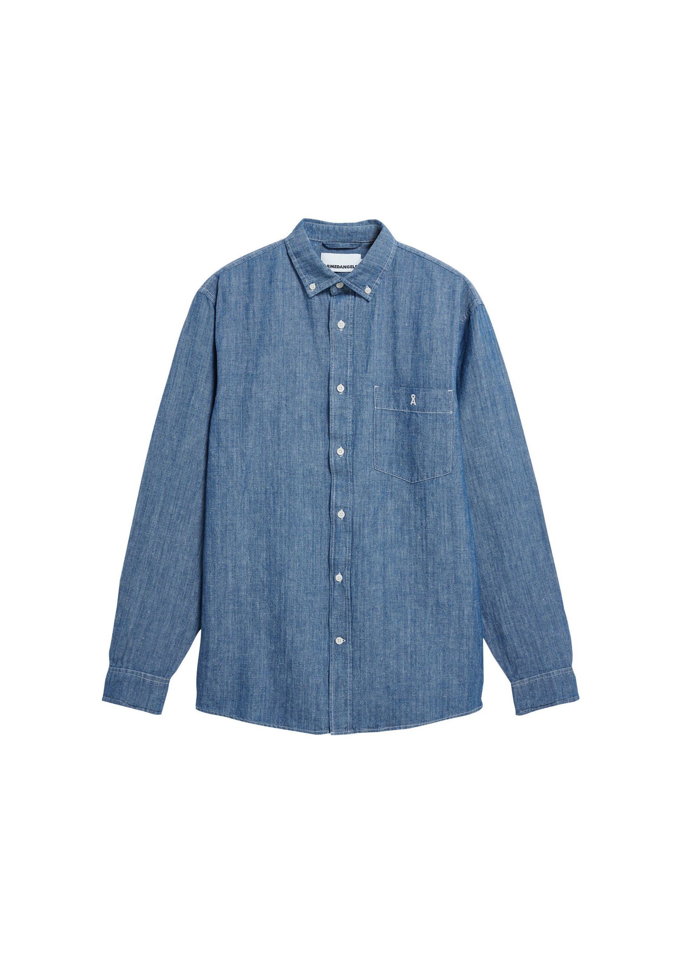 ARMEDANGELS Comfort fit Button Up Shirt in Blue: front