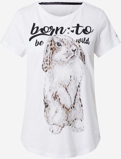 Tricou 'Bunny' Frogbox pe maro închis / gri deschis / negru / alb, Vizualizare produs