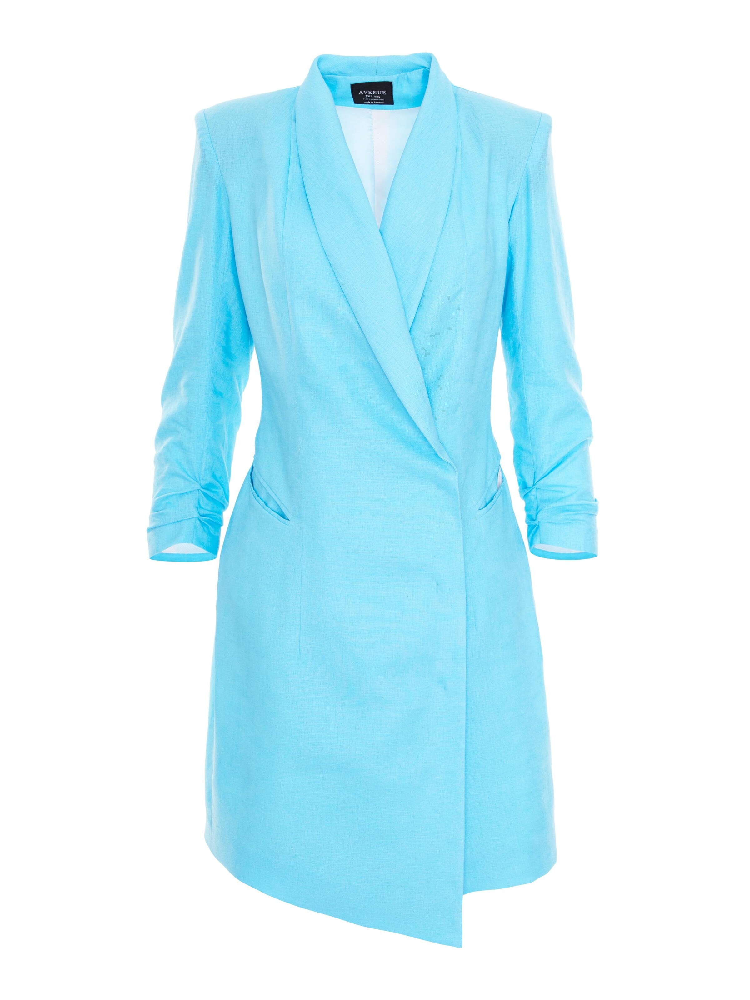 AVENUE N°29 Klänning 'Asymmetric Tailored Blazer Dress - Aqua' i blå: framsida