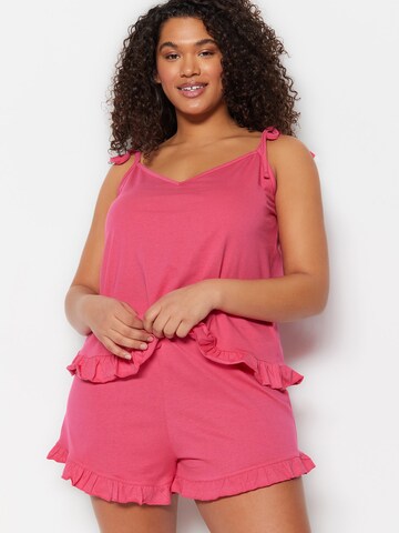 Trendyol Curve - Pijama de pantalón corto en rosa: frente